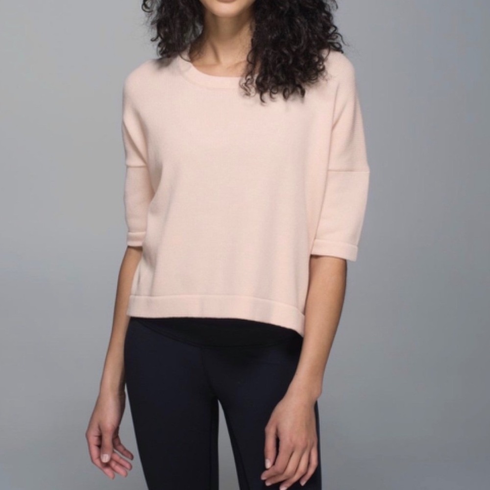 Lululemon Bhakti Reality Short Sleeve Top Women's Large Pink Knit Relaxed Fit